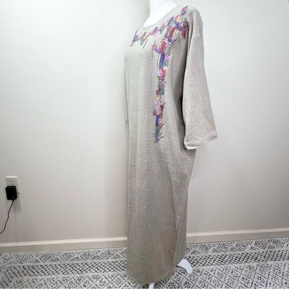 NWT Toofan Hand Painted Artsy Maxi Kaftan Dress Large - Picture 6 of 14